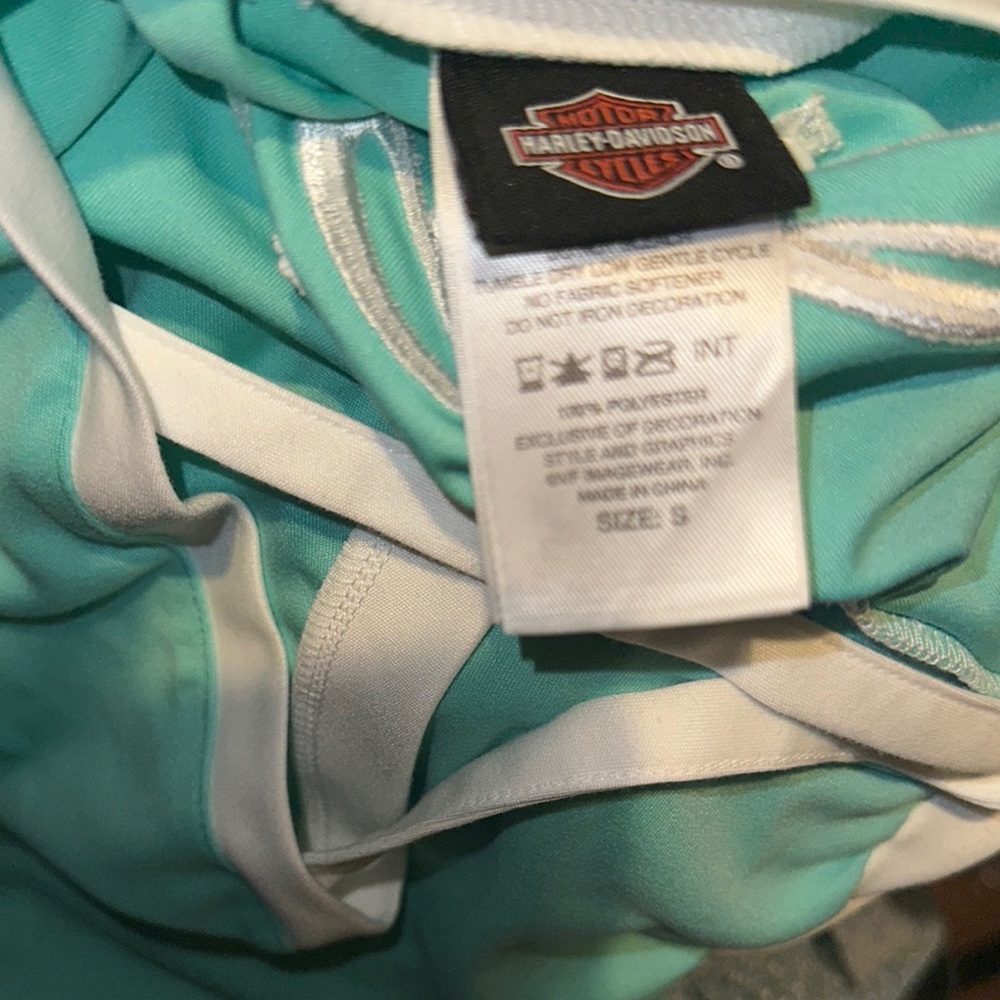 Harley-Davidson Green Ruched Jersey Top - Picture 2 of 5